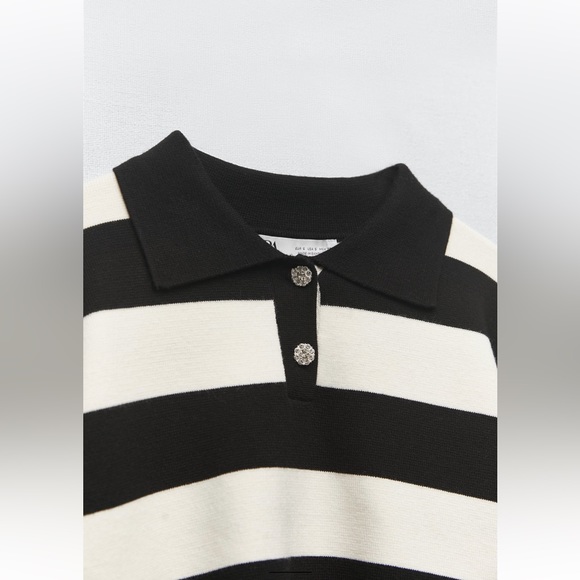 Zara STRIPED CROP KNIT SWEATER. Striped. Size S. New with Tags. - Picture 8 of 8